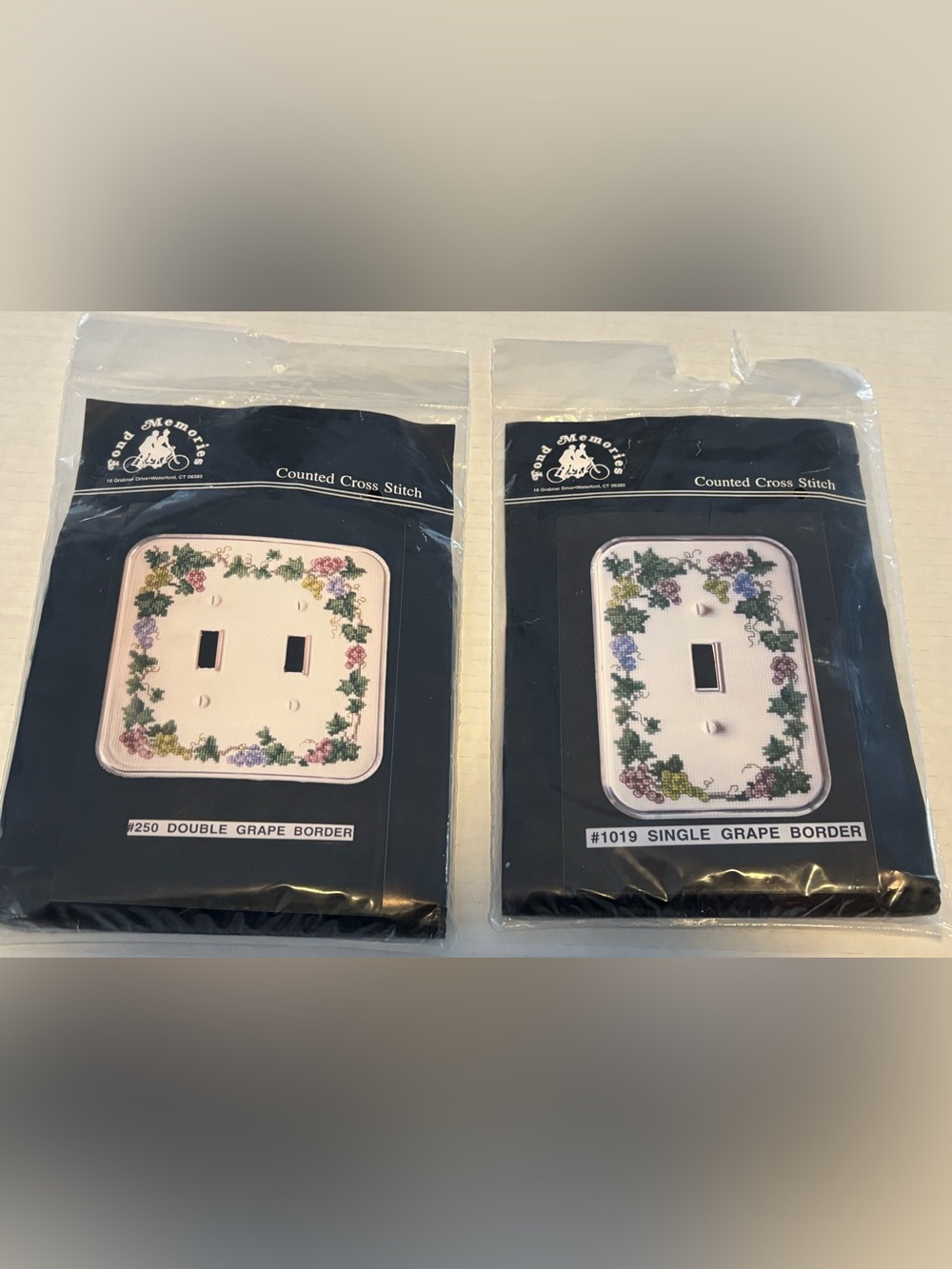 Vintage Fond Memories Counted Cross Stitch Switchplate Kits Grape Border Lot 2
